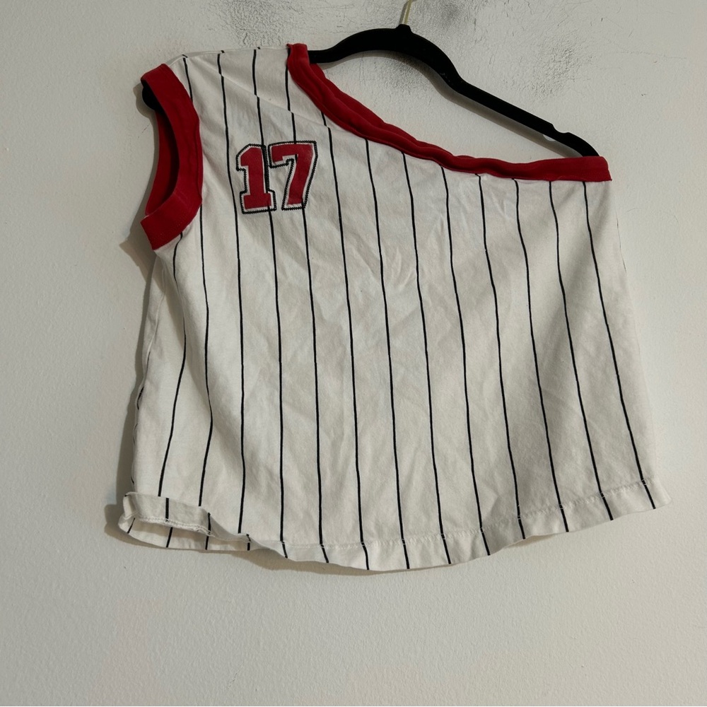 Ragabond Studio Sloan Sport Pinstripe Muscle Tank Graphic Baseball Casual